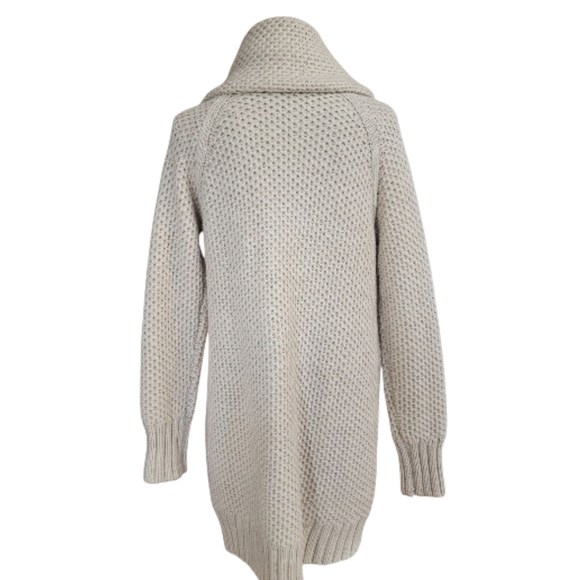 Max Studio Chunky and Comfy Wool Blend Cream Knitted Open-Front Cardigan Size M - Picture 3 of 10